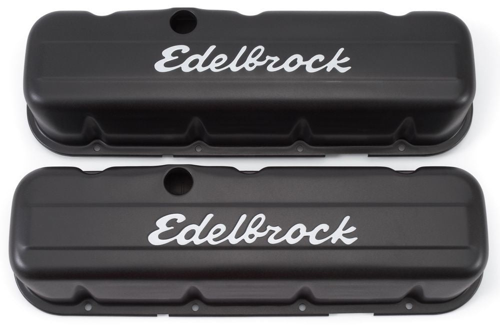 Edelbrock Signature Series Valve Covers - BBC Tall Black MPN EDE4683 For Chevy