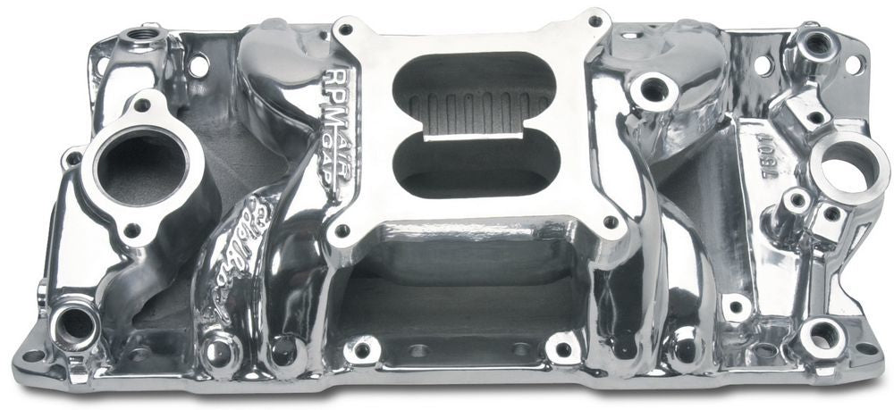 Edelbrock SBC Performer RPM A/G Manifold - Polished 7501 MPN EDE75011 For Chevy