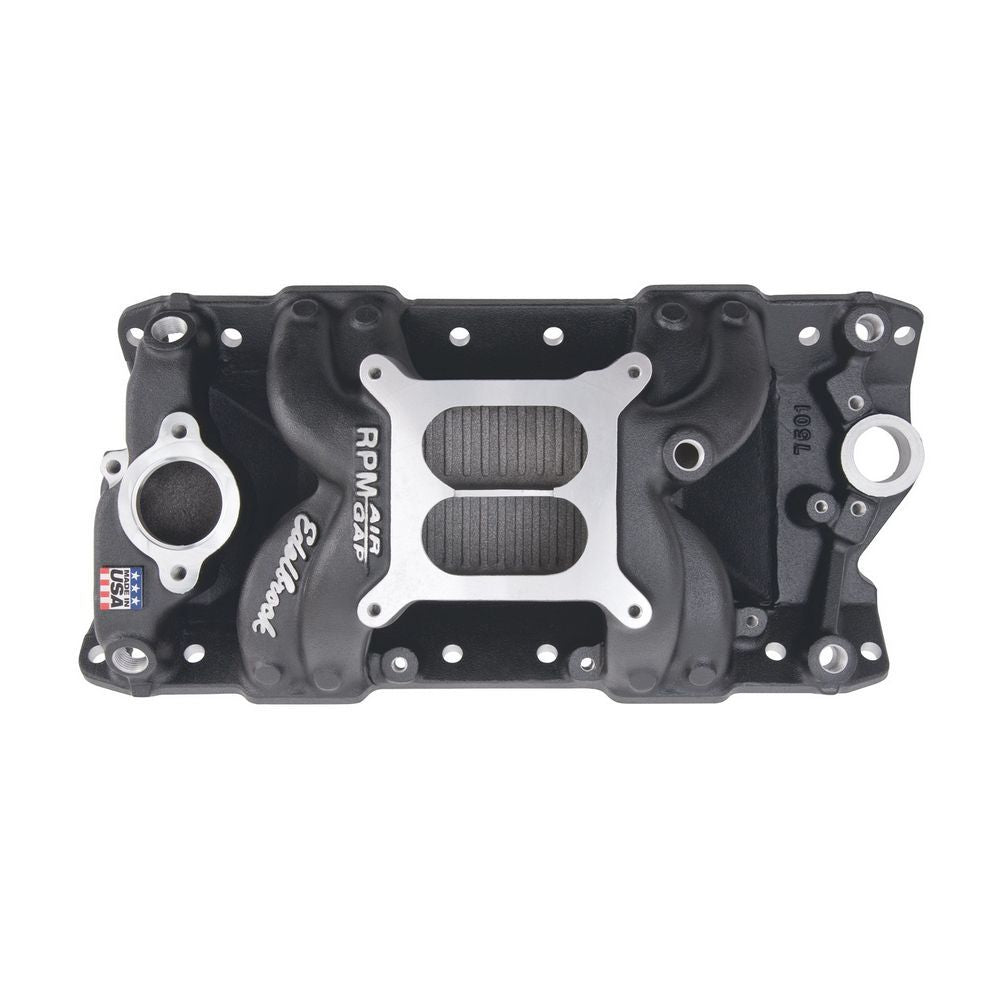 Edelbrock SBC Performer RPM A/G Manifold - Black Finish MPN EDE75013 For Chevy