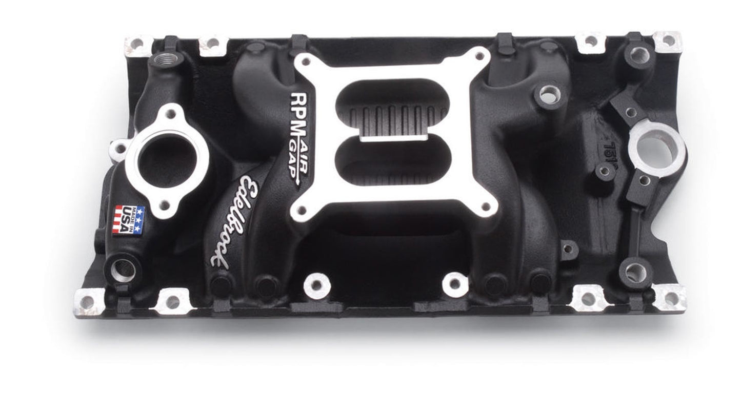 Edelbrock SBC Performer RPM A/G Manifold - Black MPN EDE75163 For Chevy