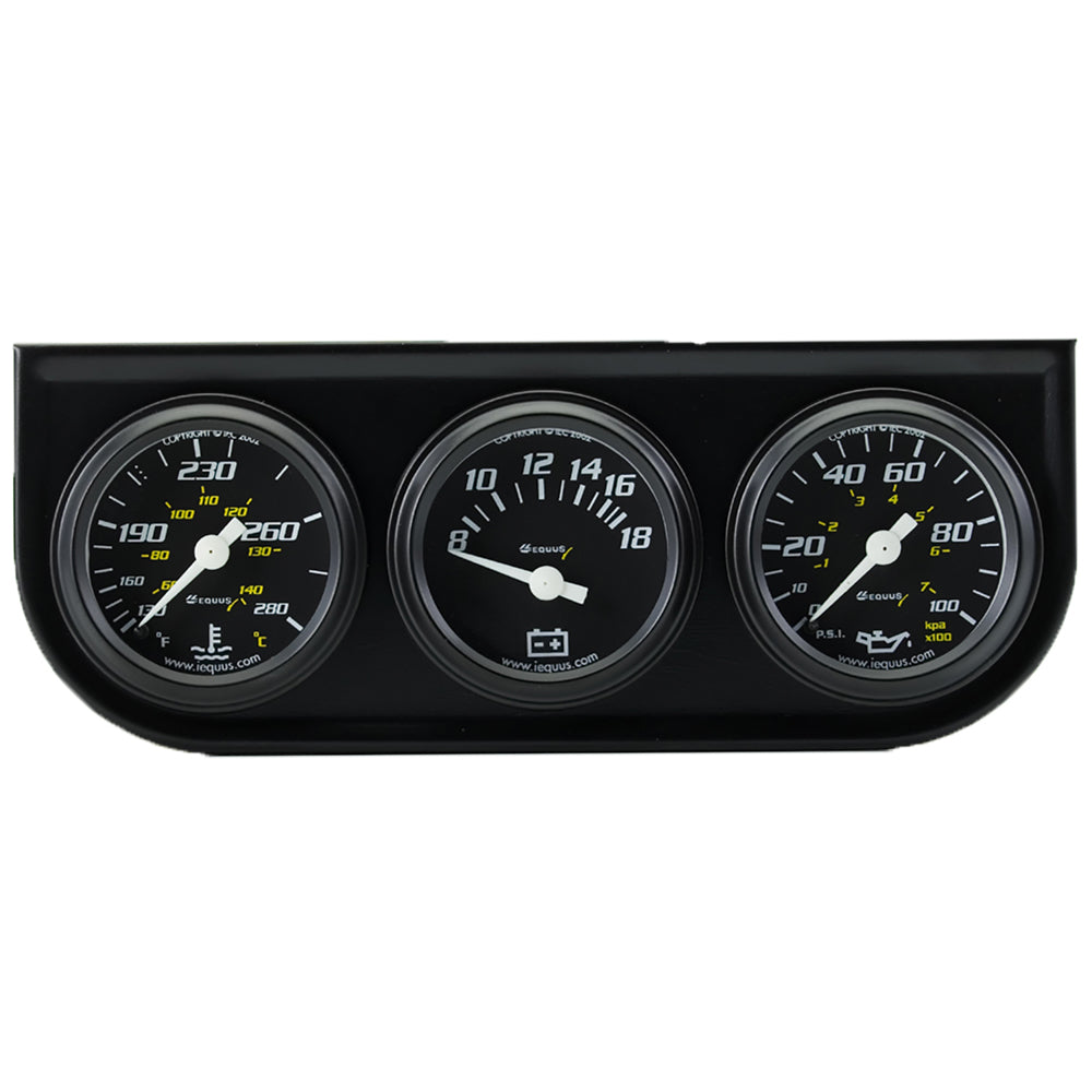 Equus 1-1/2 Dia Triple Gauge Set w/Black Panel MPN EQUE6100