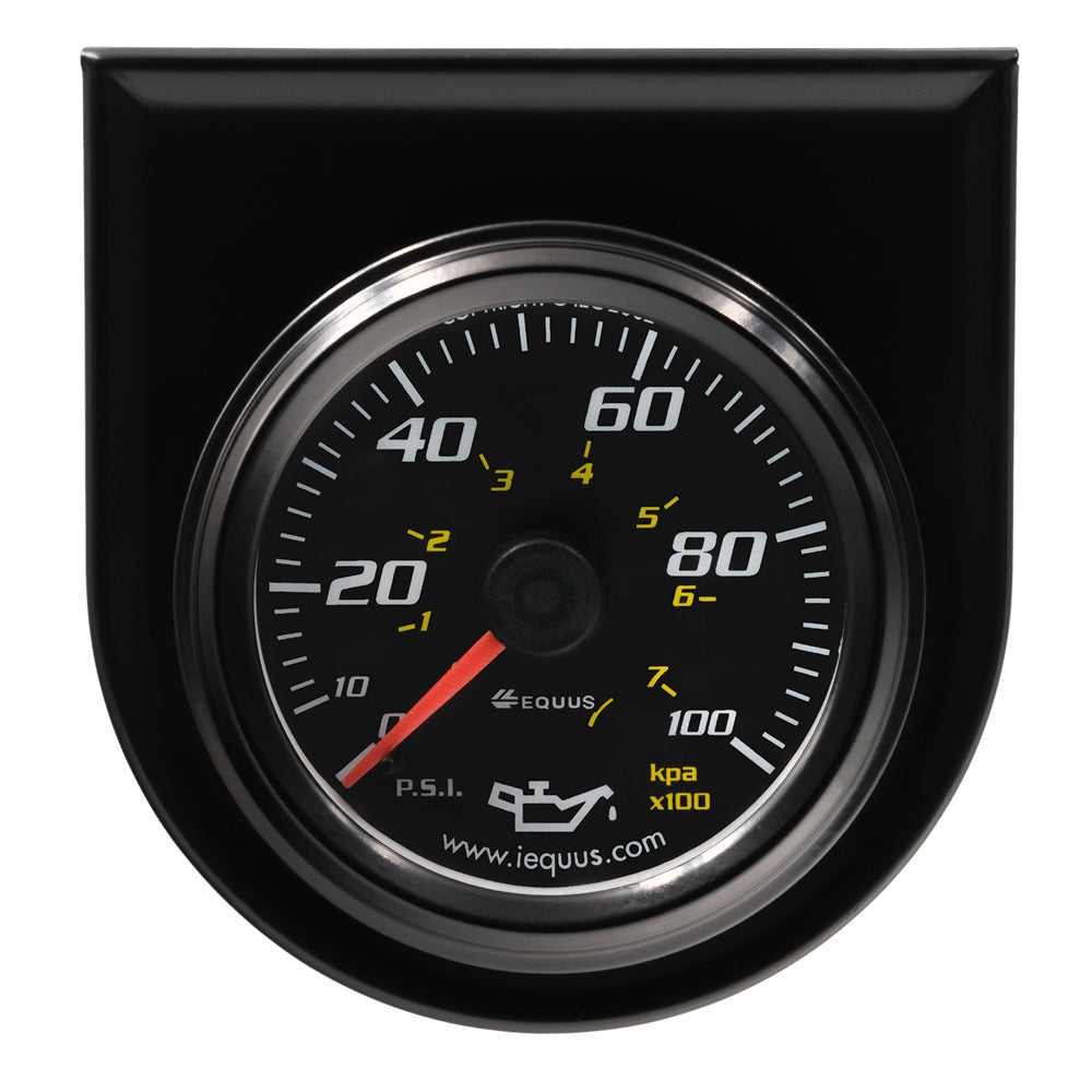 Equus 2.0 Dia Oil Pressure Gauge Black 0-100psi E6244