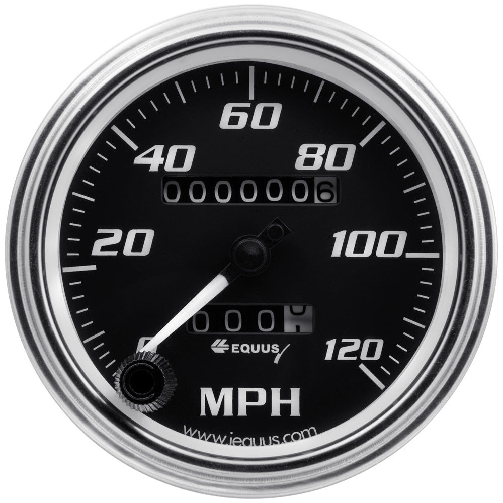 Equus 3-3/8 Dia Speedometer 0-120 MPH Chrome Mech MPN EQUE7072