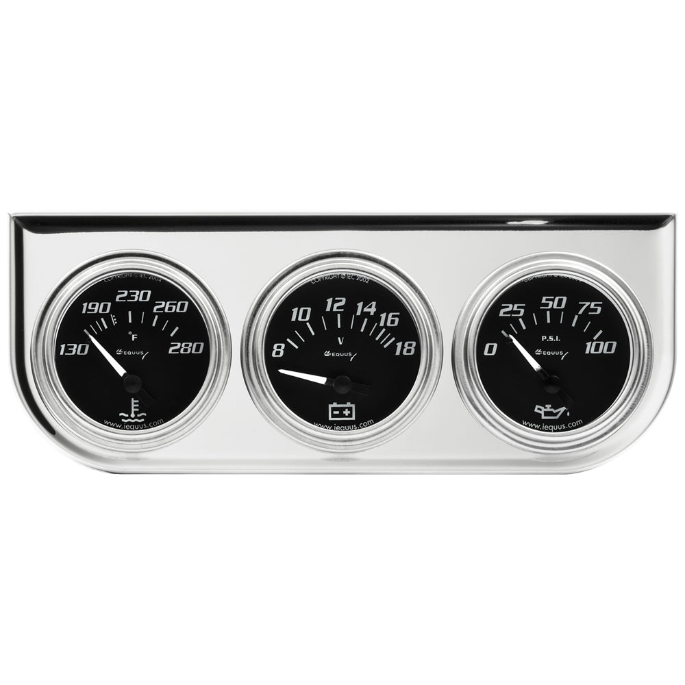 Equus 2.0 Dia Triple Gauge Set w/Chrome Panel MPN EQUE7200