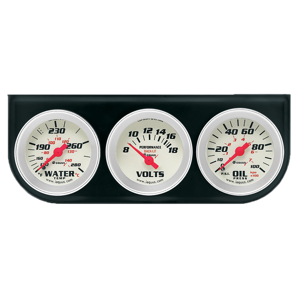 Equus 2.0 Dia Triple Gauge Set w/Black Panel MPN EQUE8200
