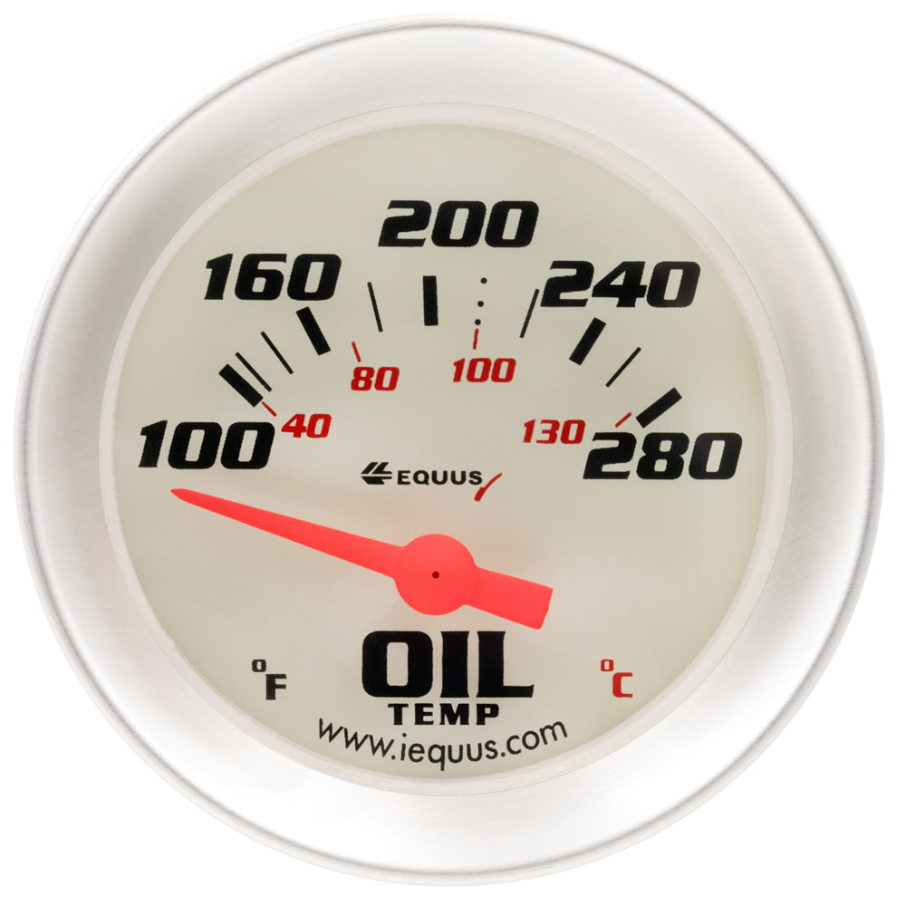 Equus 2.0 Dia Oil Temp Gauge Silver 100-280 MPN EQUE8243