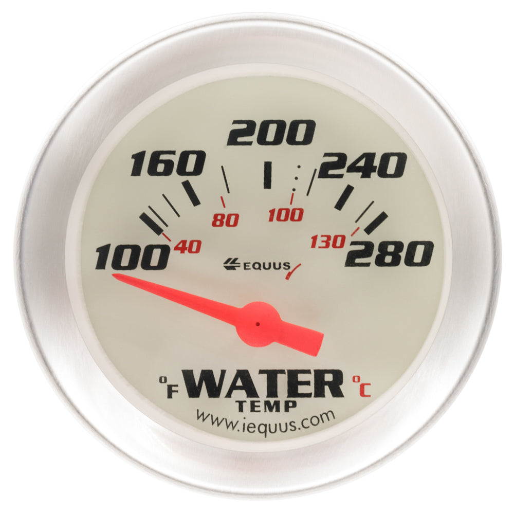 Equus 2.0 Dia Water Temp Gauge Silver 100-280 MPN EQUE8262