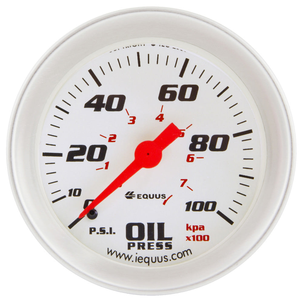 Equus 2-5/8 Dia Oil Pressure Gauge Silver 0-100psi MPN EQUE8444