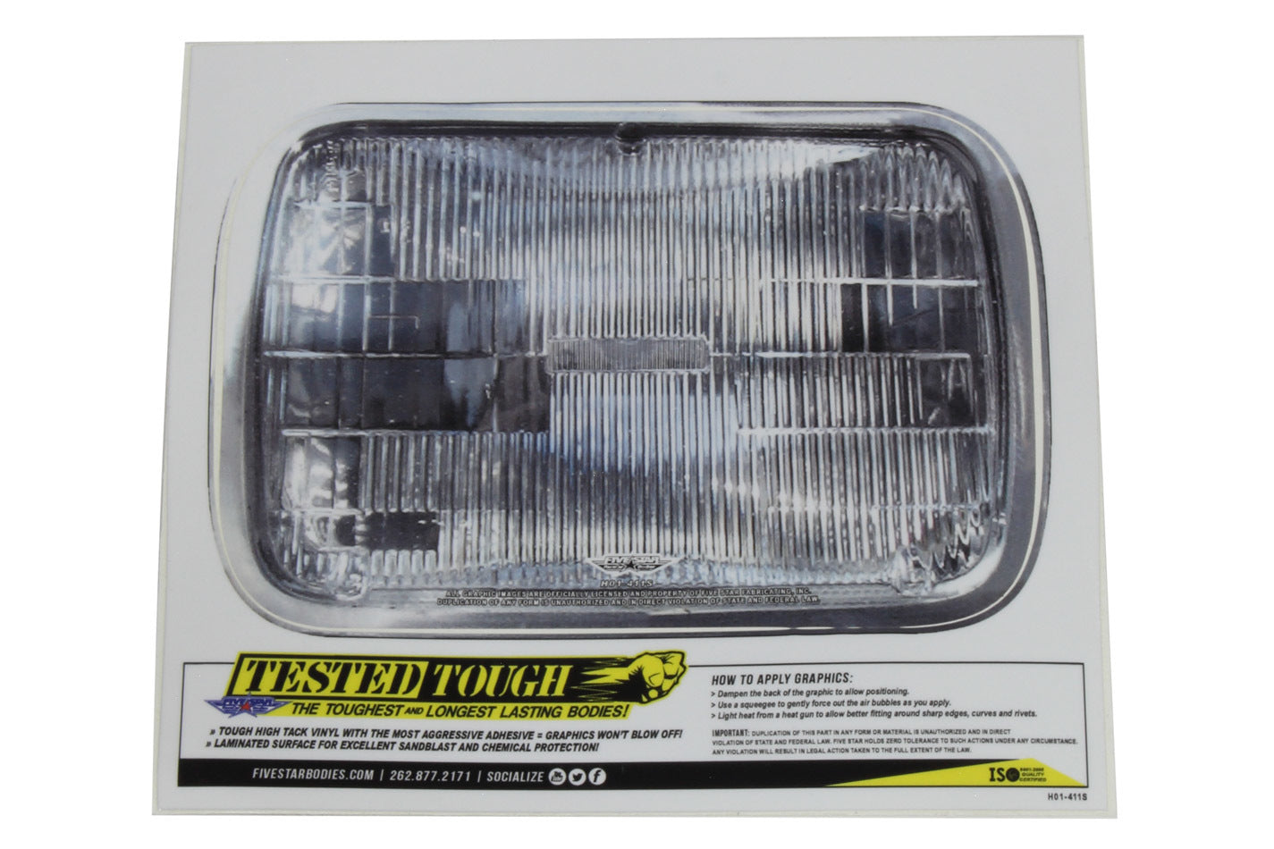 Fivestar Univer. Headlight Decal 8in x 5.4in FIVH01-411S
