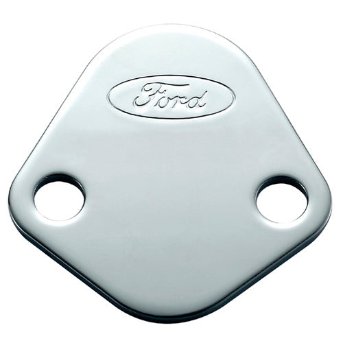 Ford Fuel Pump Block-Off Plate Chrome w/Ford Logo 302-290