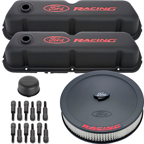 Ford Engine Dress up Kit Black w/Ford Racing Logo MPN FRD302-500 For Ford