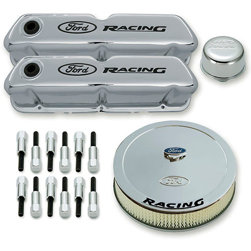 Ford Engine Dress up Kit Chrome w/Ford Racing Log MPN FRD302-510 For Ford