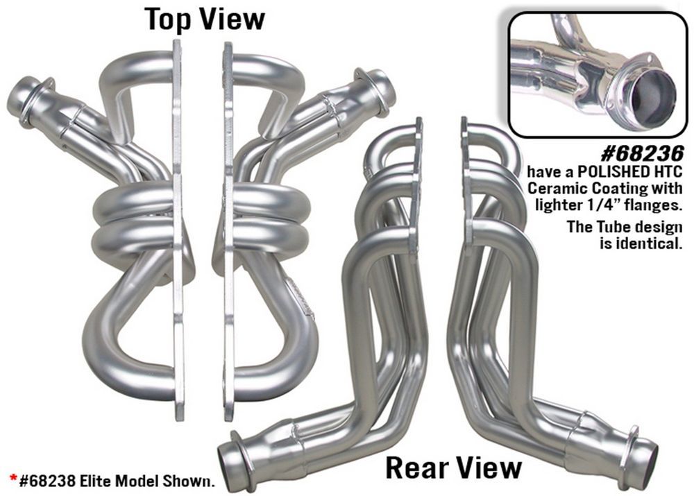 Hedman Coated Headers - Pass. Car w/SBC MPN HED68236 For Chevy, GM A-Body, B-Body, Ram 1958-64