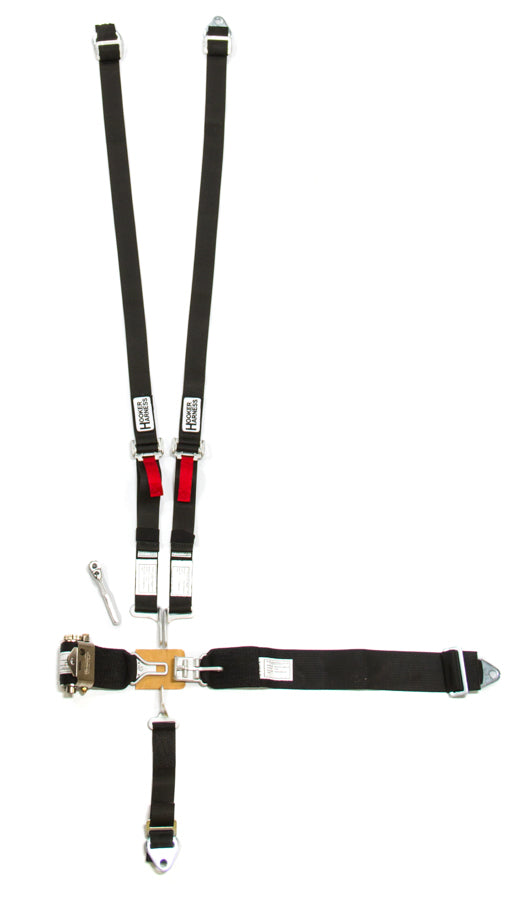 Hooker Harness 5-Pt Harness System Hans LL USD Ratchet Adj Black MPN HRH52100