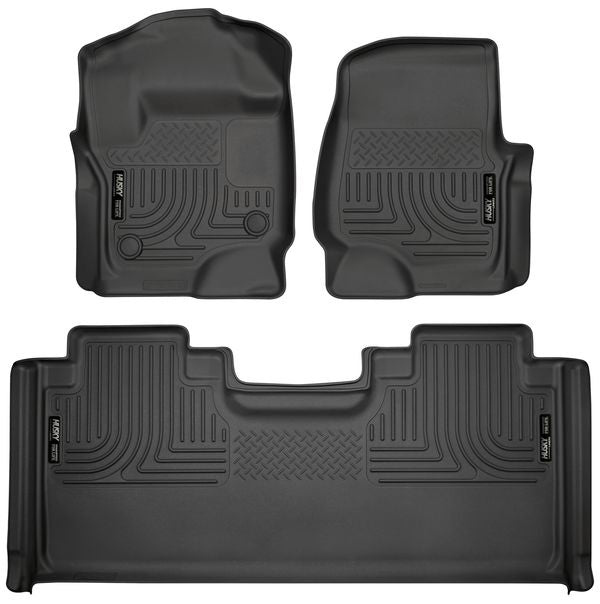 Husky Liners Front & 2nd Seat Floor L iners Weatherbeater MPN HSK94071 For Ford Fullsize Truck 2017-24