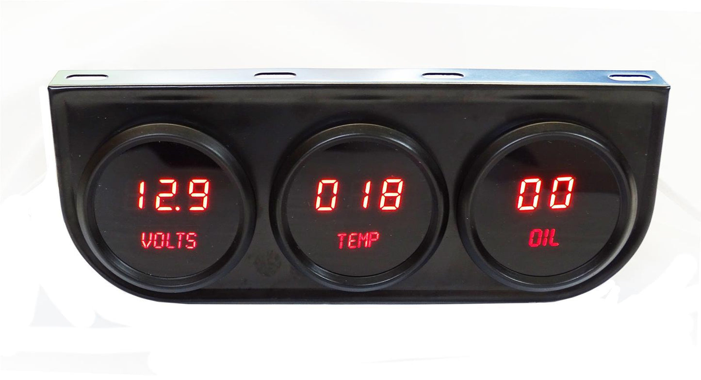 Intellitronix 2-1/16 LED Digital Panel 3-Gauge - Black Finish MPN ITLM9333R