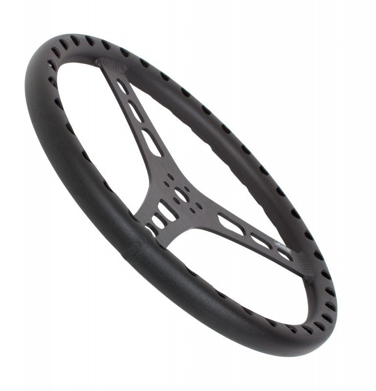 Joes Racing Products 13in LW Flat Steering Wheel Black Aluminum 13533-B