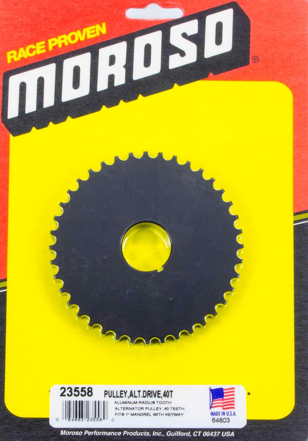 Moroso Alternator Drive Pulley 40T- Radius Tooth MPN MOR23558 For Universal use