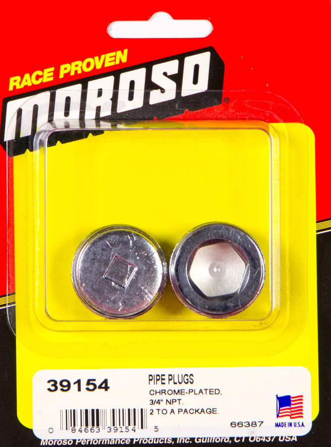 Moroso 3/4in. NPT Chrome Pipe Plug 2 Per Package MOR39154
