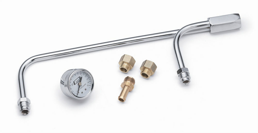 Mr. Gasket Chrome Fuel Line w/Press Gauge (Demon Carbs) MPN MRG1576