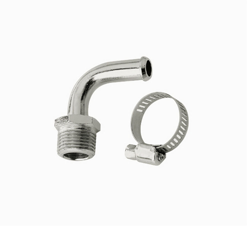 Mr. Gasket 3/8in NPT 90deg Chrome Hose Fitting To 3/8in Ho MPN MRG2970G