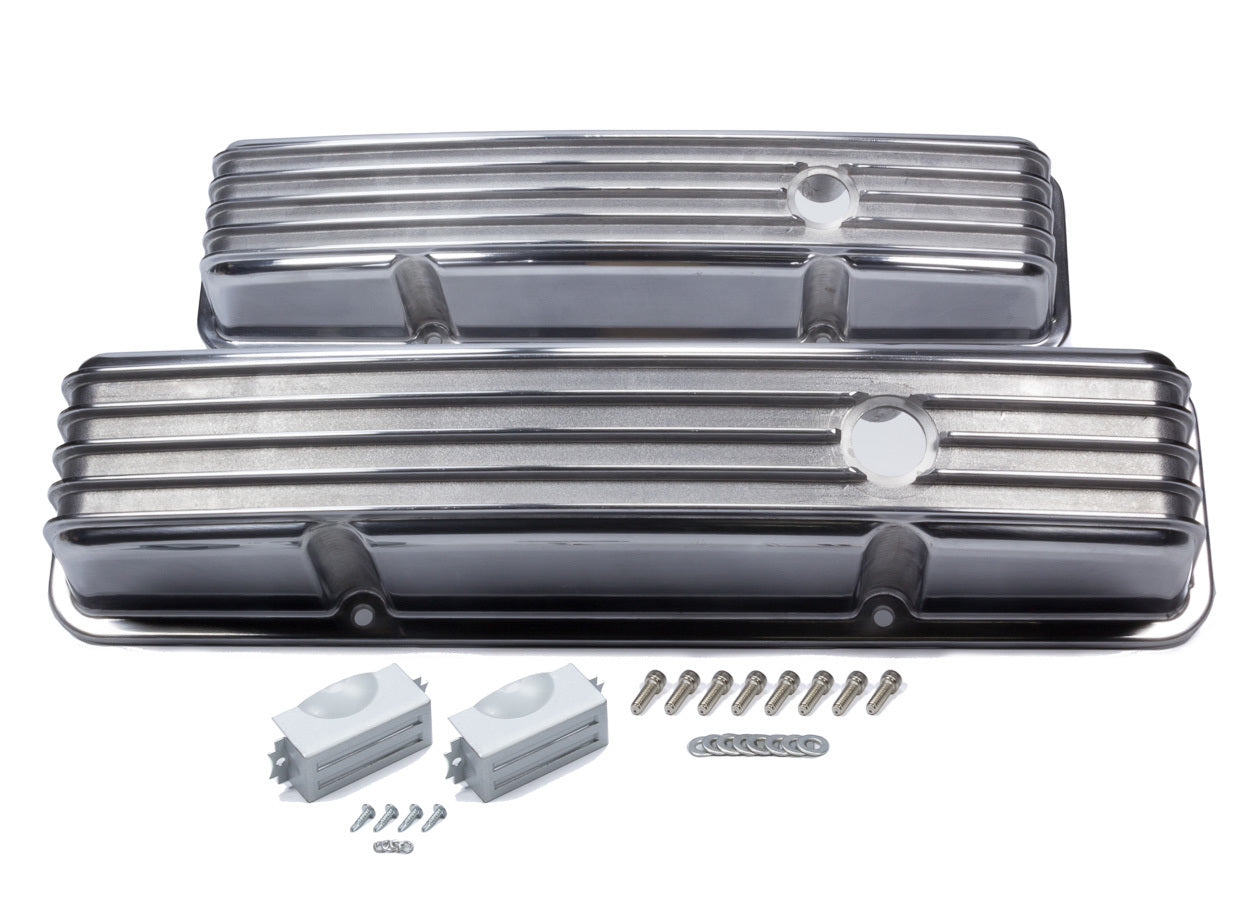 Mr. Gasket SBC Cast Alm Valve Cover Set Finned Style Pol. MPN MRG6855G For Chevy