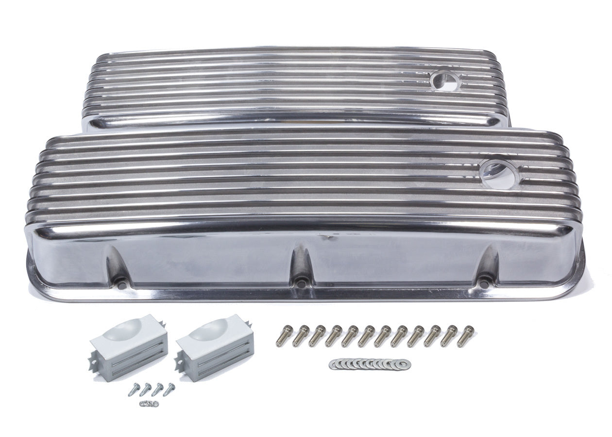 Mr. Gasket BBC Cast Alm Valve Cover Set Finned Style Pol. MPN MRG6859G For Chevy