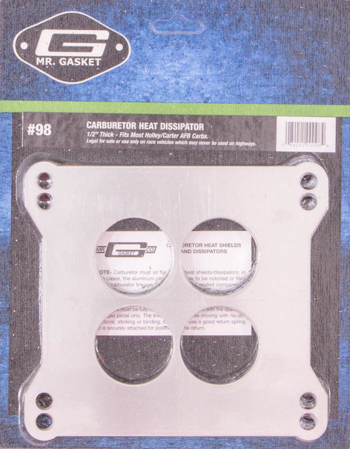 Mr. Gasket Carb. Dissipator 4-Bbl. 1/2in Thick- 4-Hole MRG98