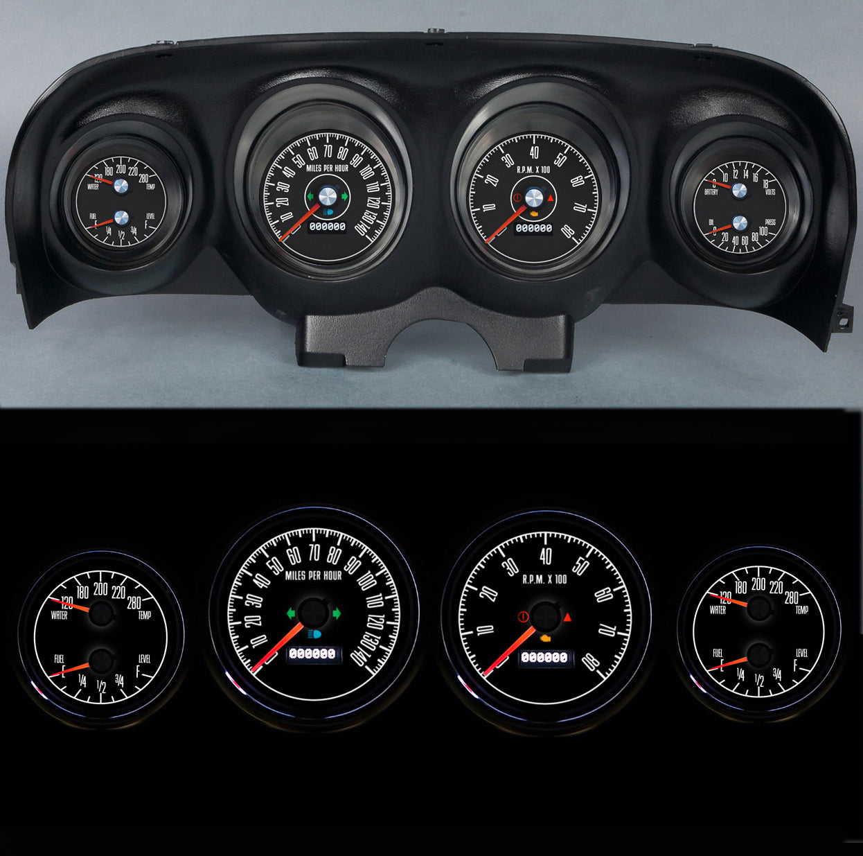 New Vintage Usa Gauge Kit Mustang 69-70 M-153 4-3/8in MPN NVG53408-53 For Ford Mustang 1969-70