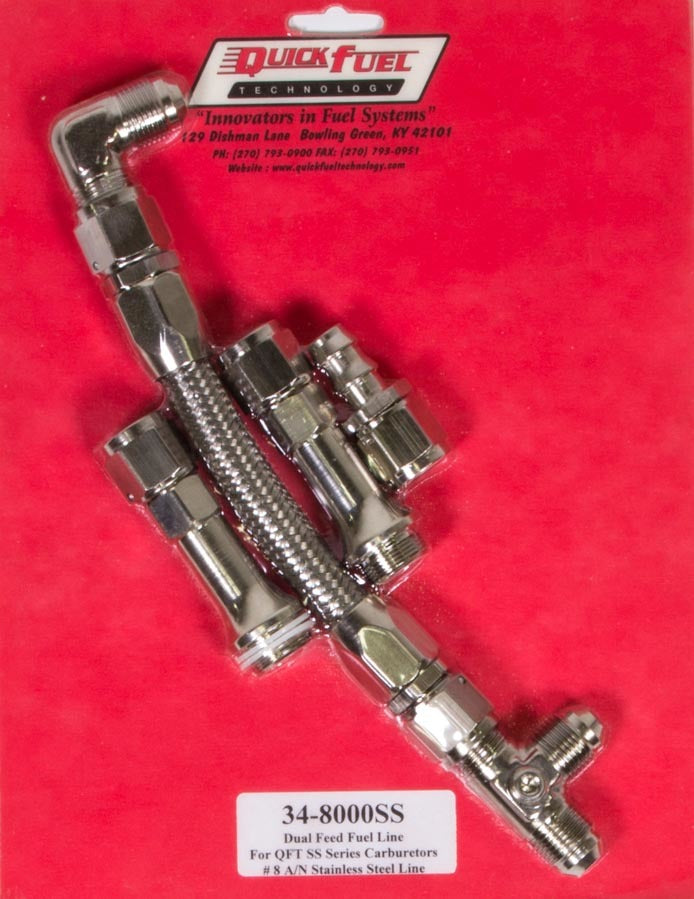 Quick Fuel Technology Dual Feed Fuel Line Kit - SS Series -8an Silver MPN QFT34-8000SS