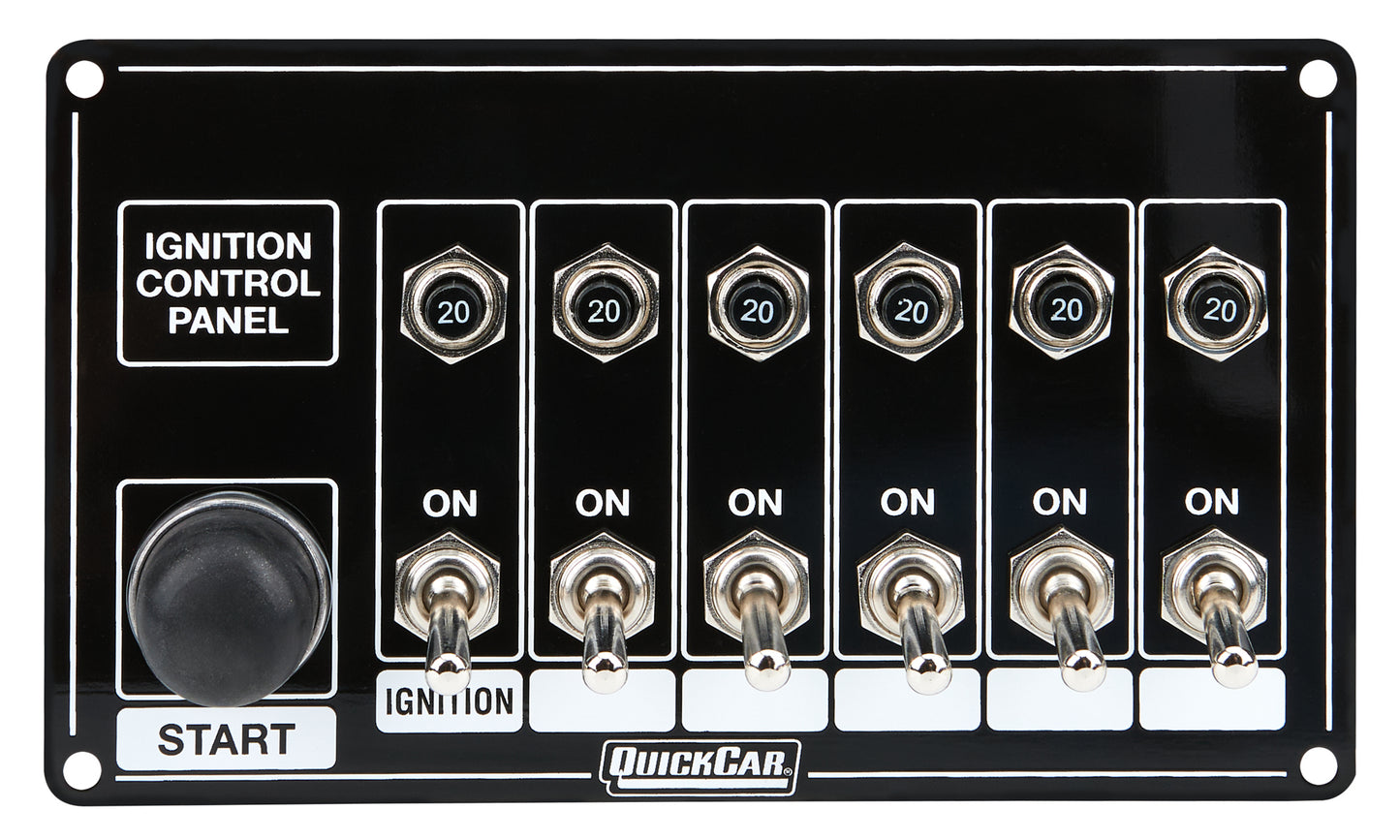 Quickcar Racing Products Ignition Panel Blk w/ Start But. 5 Acc. Circut QRP50-868