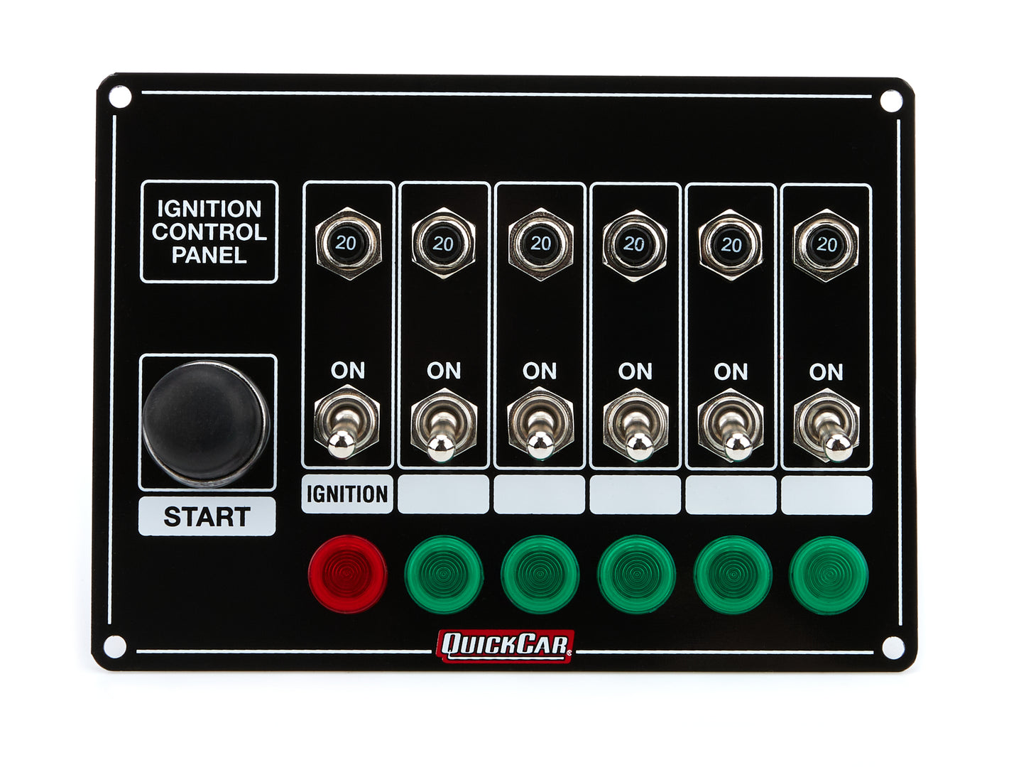 QUICKCAR RACING PRODUCTS Ignition Panel w/Start But. 5 Acc. Circut Brkr QRP50-869