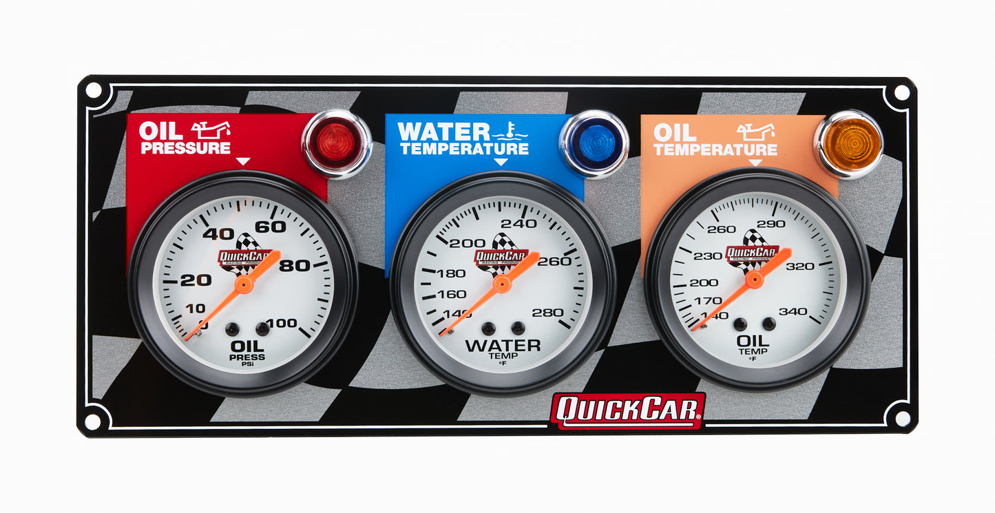Quickcar Racing Products 3 Gauge Panel OP/WT/OT QRP61-6011