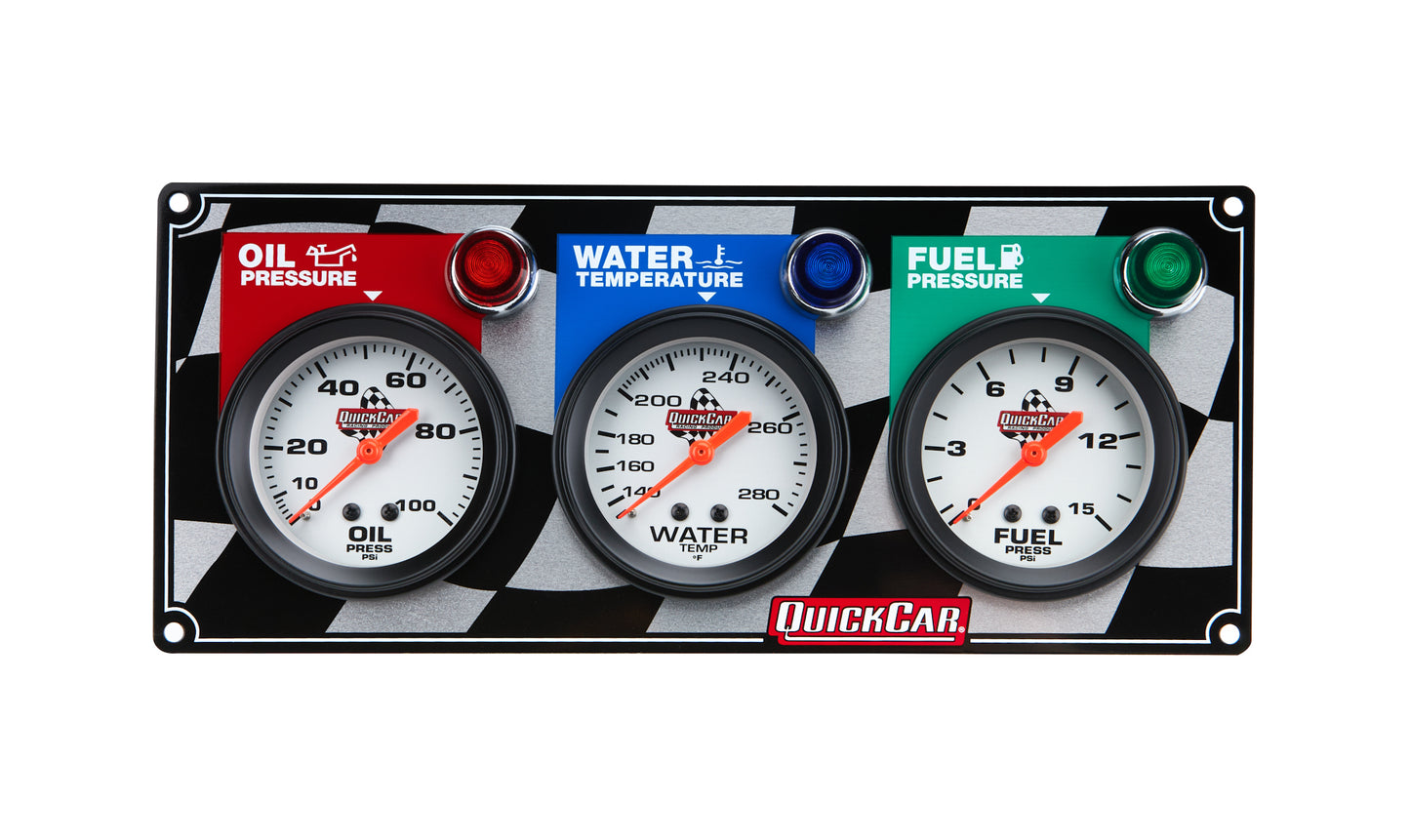 Quickcar Racing Products 3 Gauge Panel OP/WT/FP MPN QRP61-6012