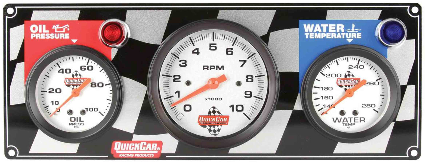 Quickcar Racing Products Gauge Panel OP/WT W/Tach MPN QRP61-60313