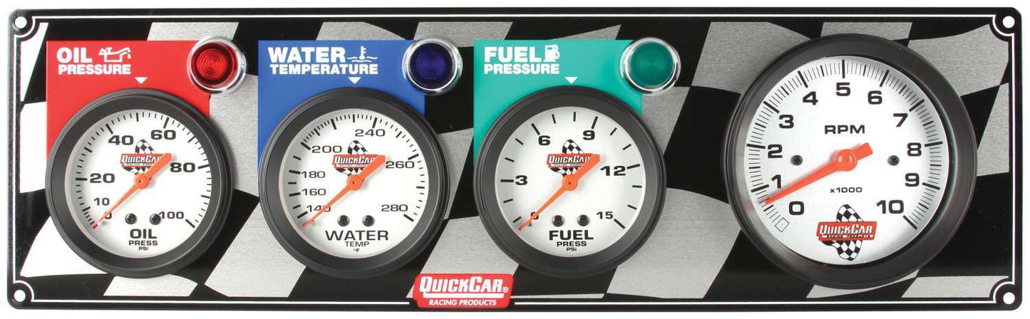Quickcar Racing Products Gauge Panel OP/WT/FP w/Tach MPN QRP61-60423