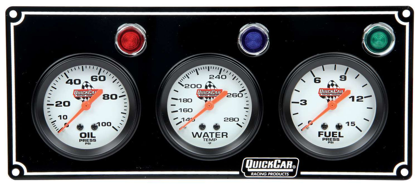 Quickcar Racing Products 3 Gauge Panel OP/WT/FP Black MPN QRP61-6712