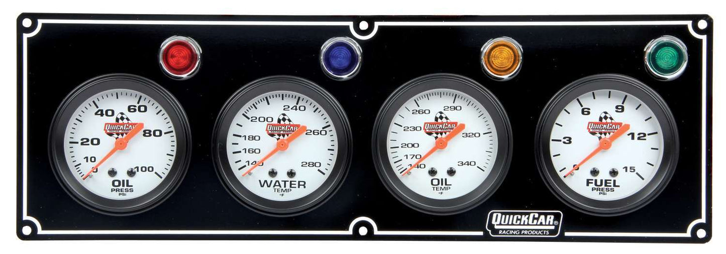 Quickcar Racing Products 4 Gauge Panel OP/WT/OT/ FP Black MPN QRP61-6721