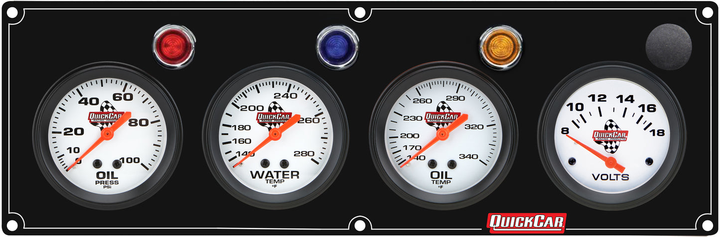 Quickcar Racing Products 4 Gauge Panel OP/WT/OT/VT Black QRP61-6727