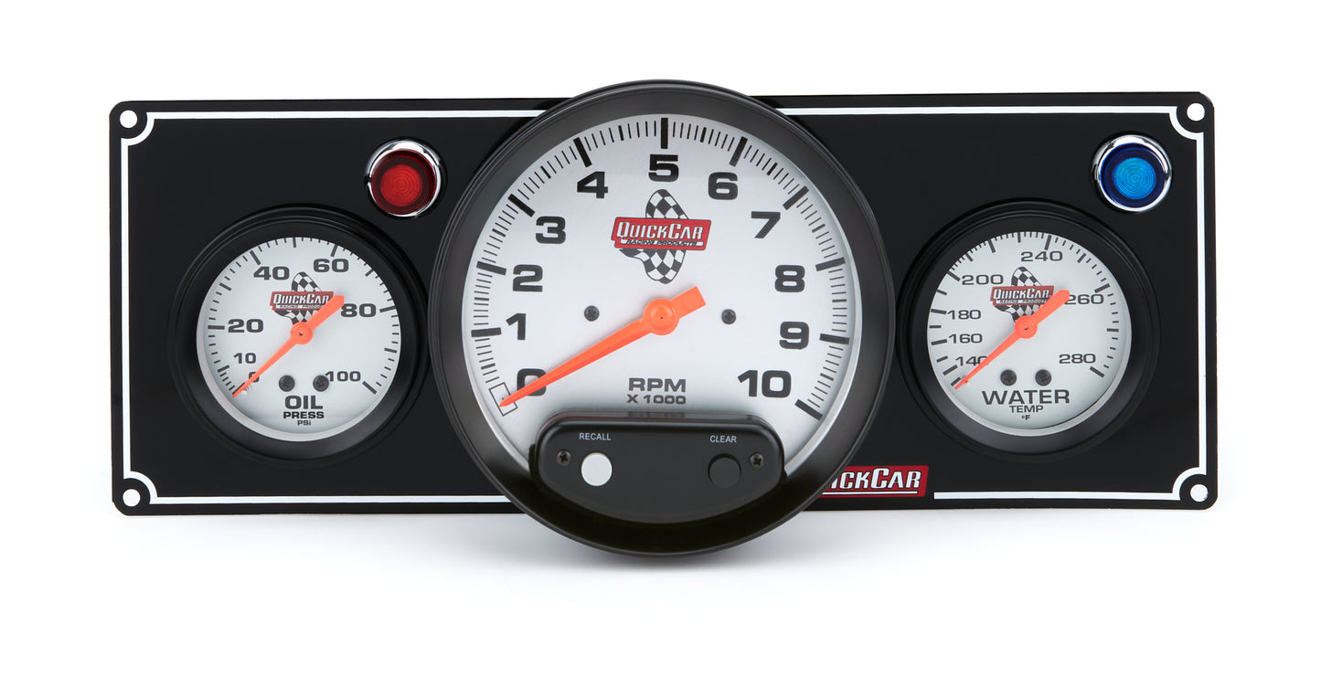Quickcar Racing Products 2-1 Gauge Panel OP/WT w/ 5in Tach Black MPN QRP61-6731