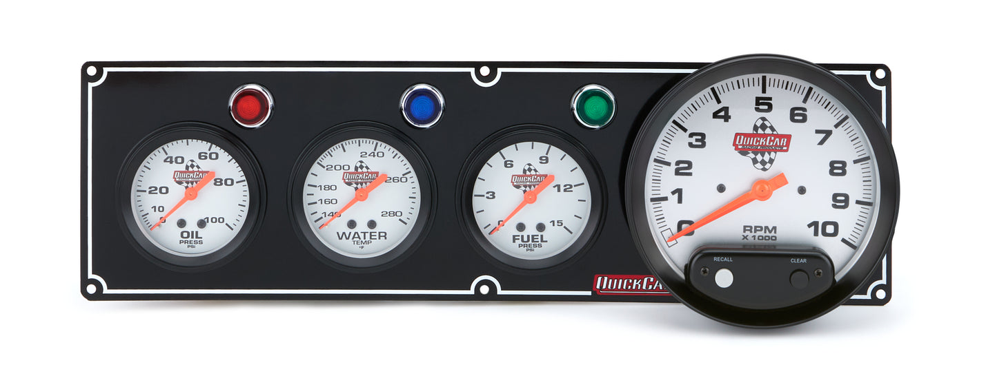 Quickcar Racing Products 3-1 Gauge Panel OP/WT/FP w/5in Tach Black MPN QRP61-6742