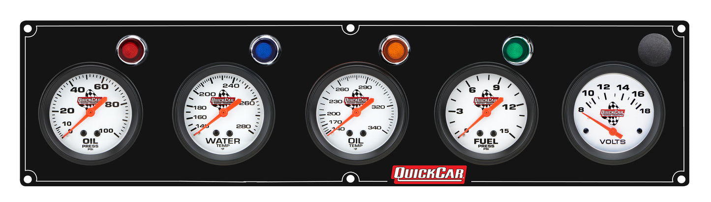 Quickcar Racing Products 5 Gauge Panel OP/WT/OT/FP15/VT Black QRP61-6767