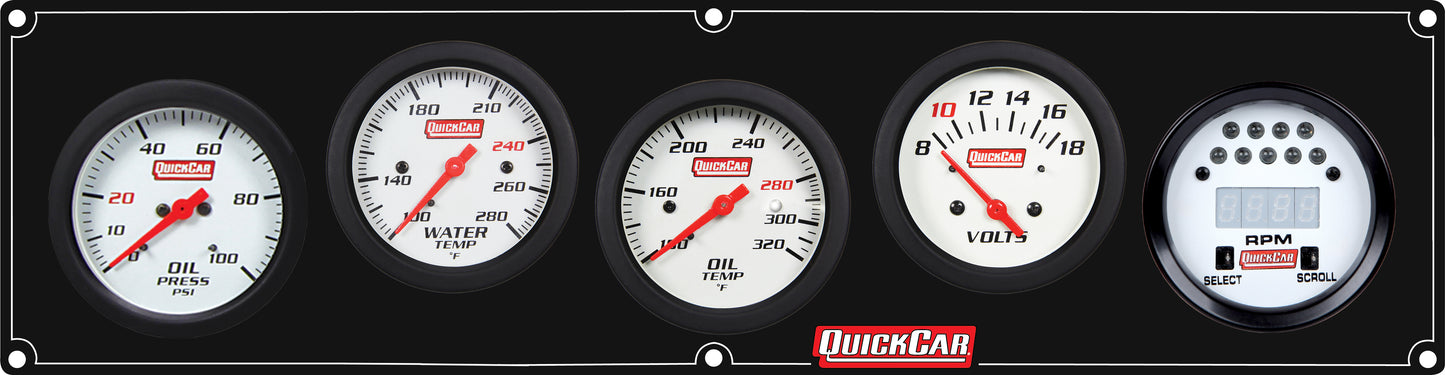 Quickcar Racing Products Extreme 4-1 Panel w/Tach OP/WT/OT/VT Black QRP61-7057