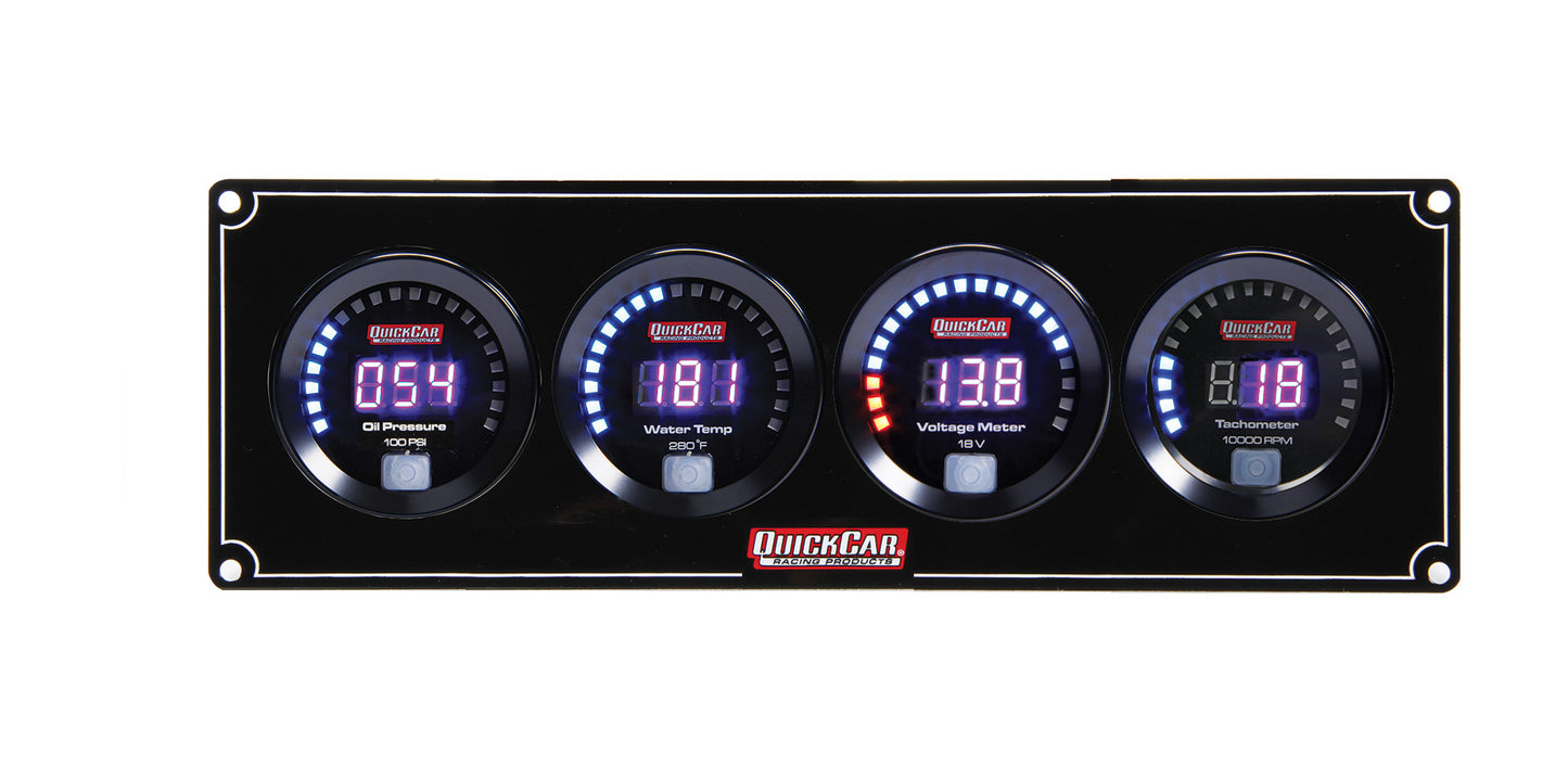 Quickcar Racing Products Digital 3-1 Gauge Panel OP/WT/Volt w/Tach QRP67-3047