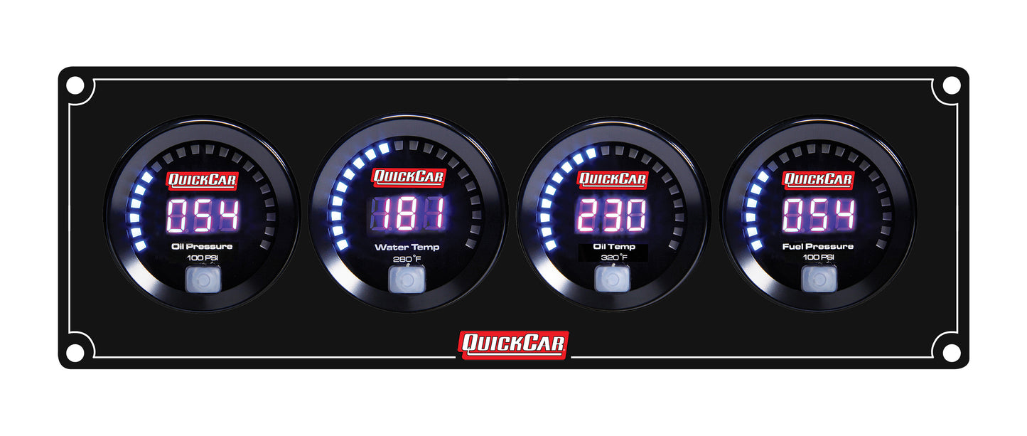 Quickcar Racing Products Digital 4 Gauge Panel OP/WT/OT/FP100 QRP67-4022