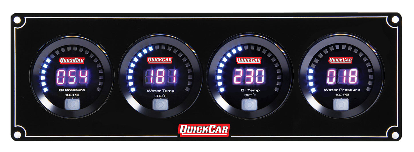 Quickcar Racing Products Digital 4 Gauge Panel OP/WT/OT/WP QRP67-4023