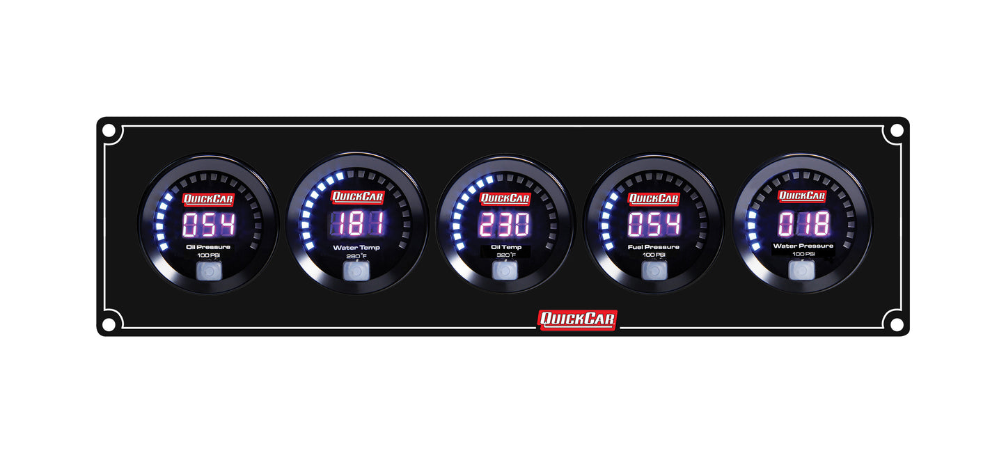 Quickcar Racing Products Digital 5 Gauge Panel OP/WT/OT/FP100/WP QRP67-5032