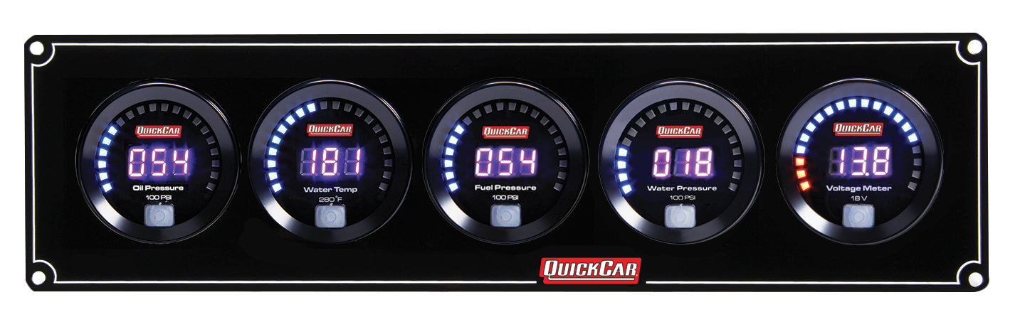 Quickcar Racing Products Digital 5 Gauge Panel OP/WT/FP100/WP/VT QRP67-5038
