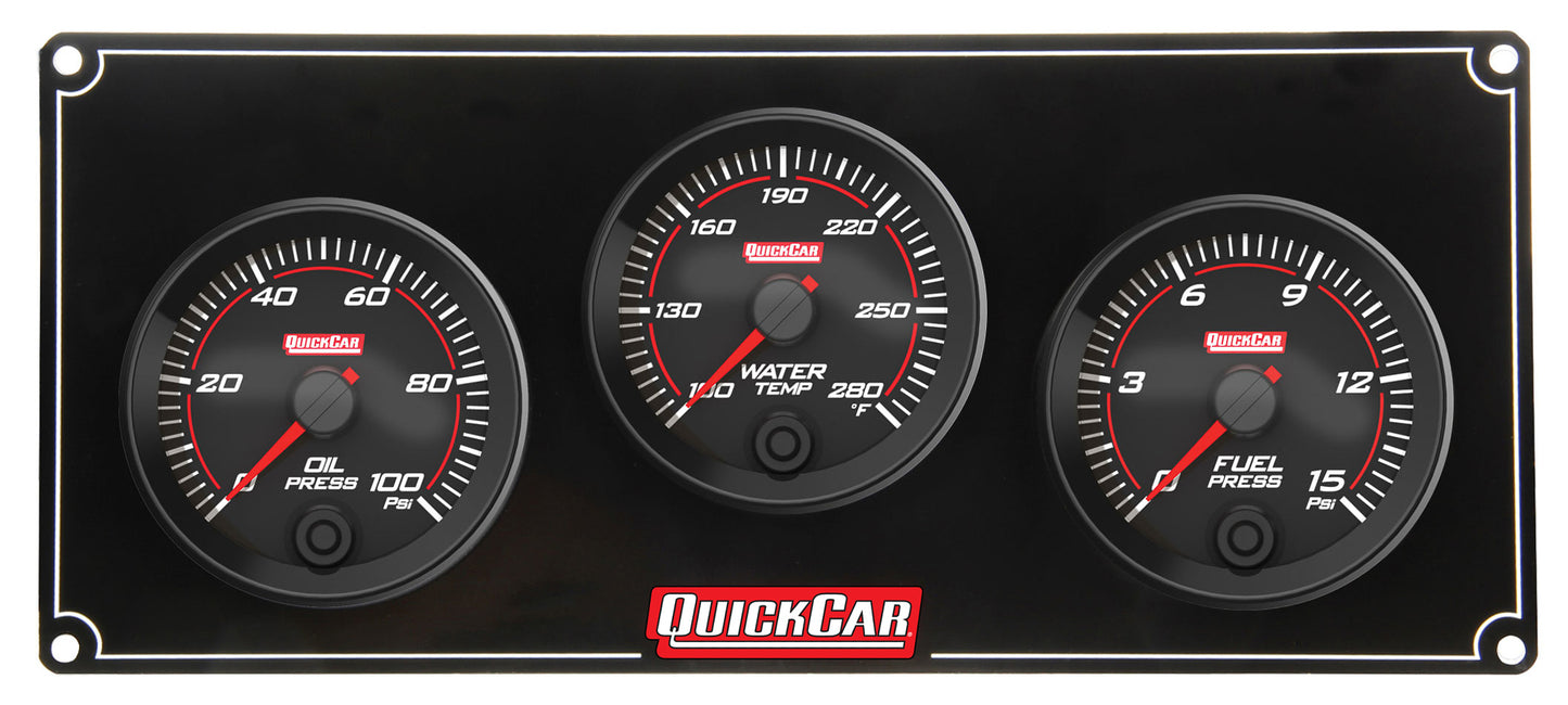 Quickcar Racing Products Redline 3 Gauge Panel OP/WT/FP MPN QRP69-3012