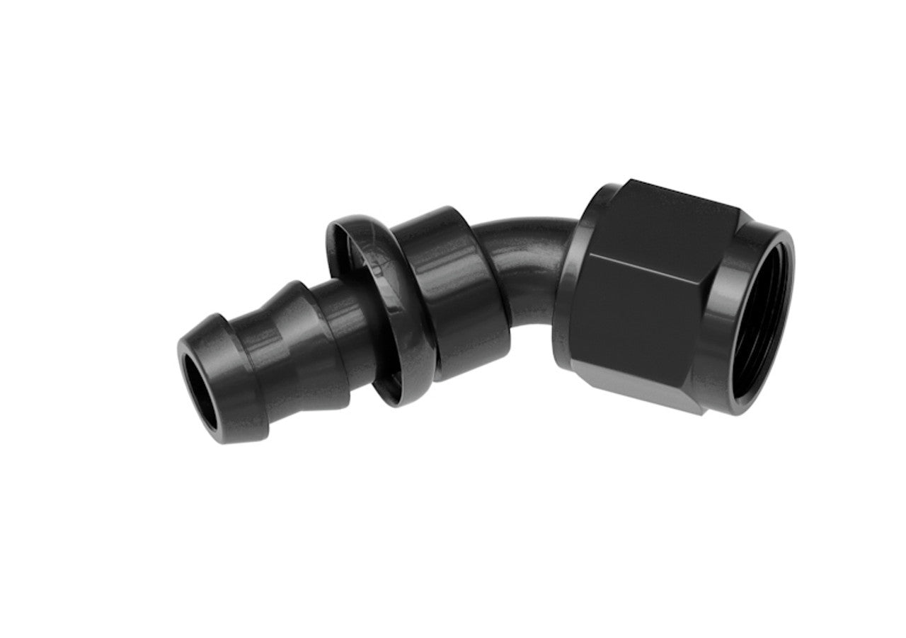 Redhorse Performance 6AN Push Lock Hose End Black 45-Deg RHP2045-06-2